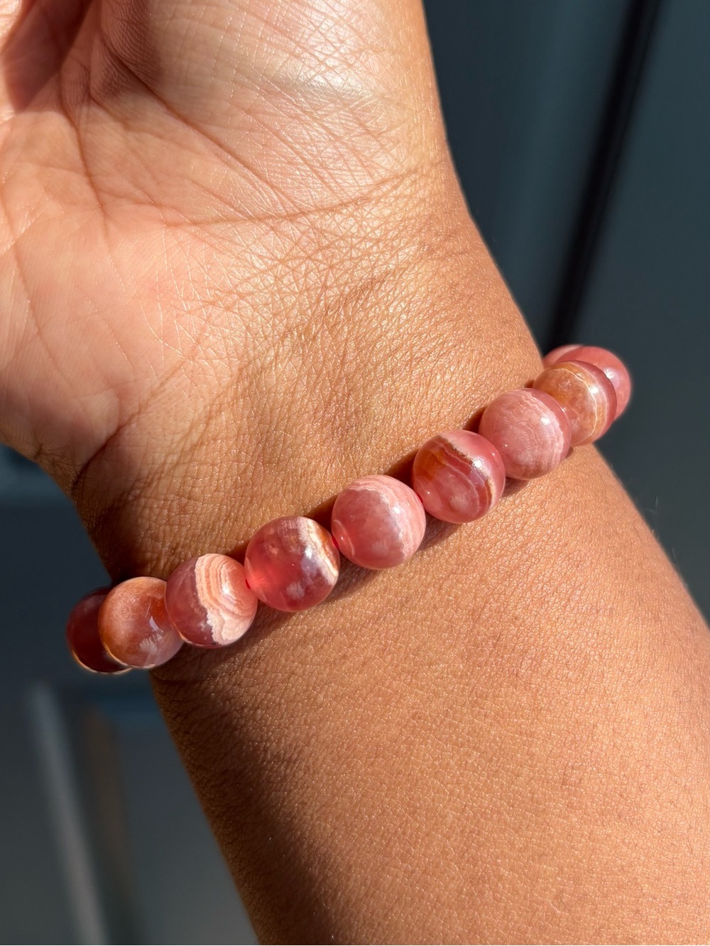 HQ Rhodochrosite Crystal Bracelet 11mm - Picture 3 of 7
